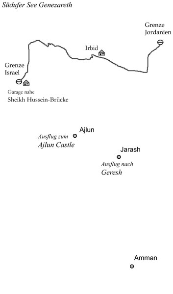 Streckenskizze meiner Fahrt durch Jordanien